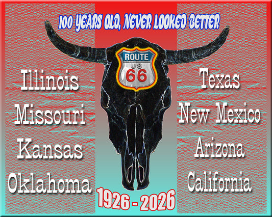 Route 66 Fridge Magnet featuring 100 years celebration