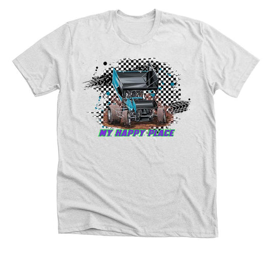 Dirt Track Racing T-Shirt with Winged Sprint Car My Happy Place  #TSRT020