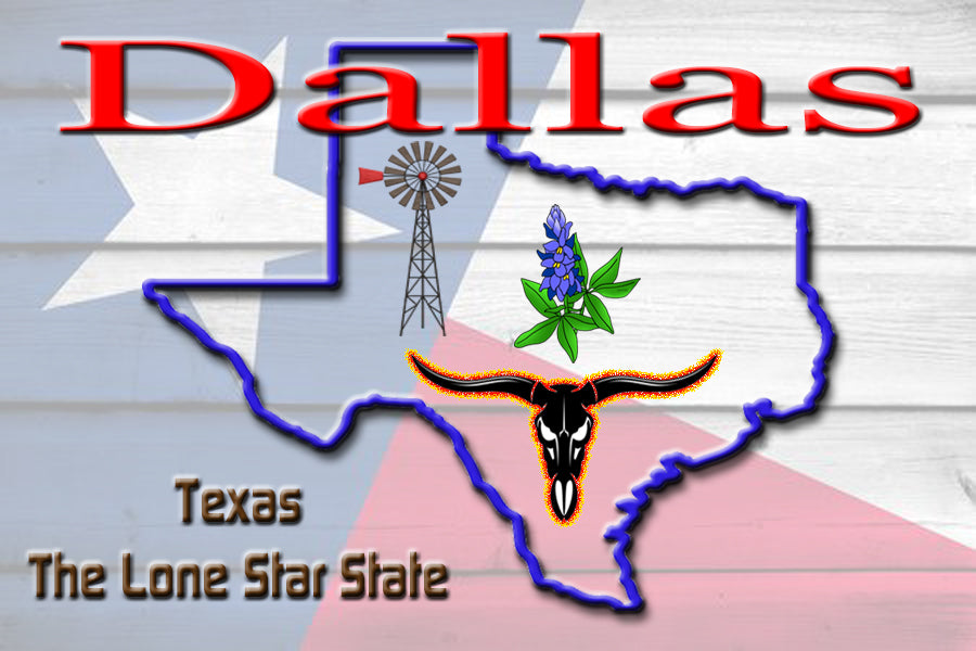 Texas Fridge Magnet with Dallas Texas Graphics