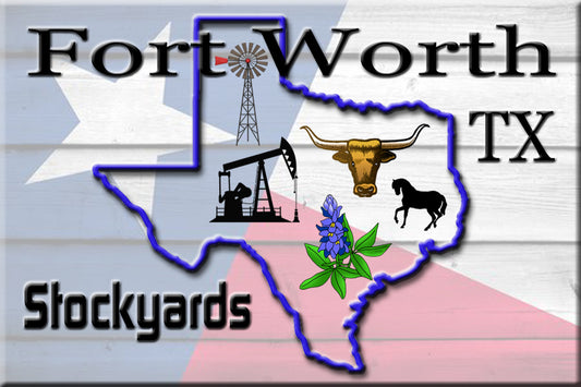 Texas Fridge Magnet with Fort Worth Texas Graphics