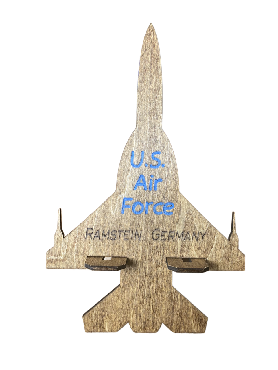 Cell Phone Stand Laser Cut and Engraved Air Force Jet Design