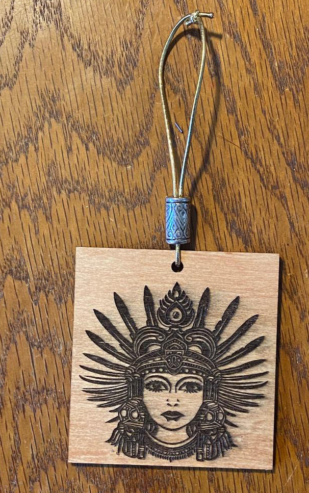 Car Air Freshener With Laser Cut and Engraved Aztec Woman Design