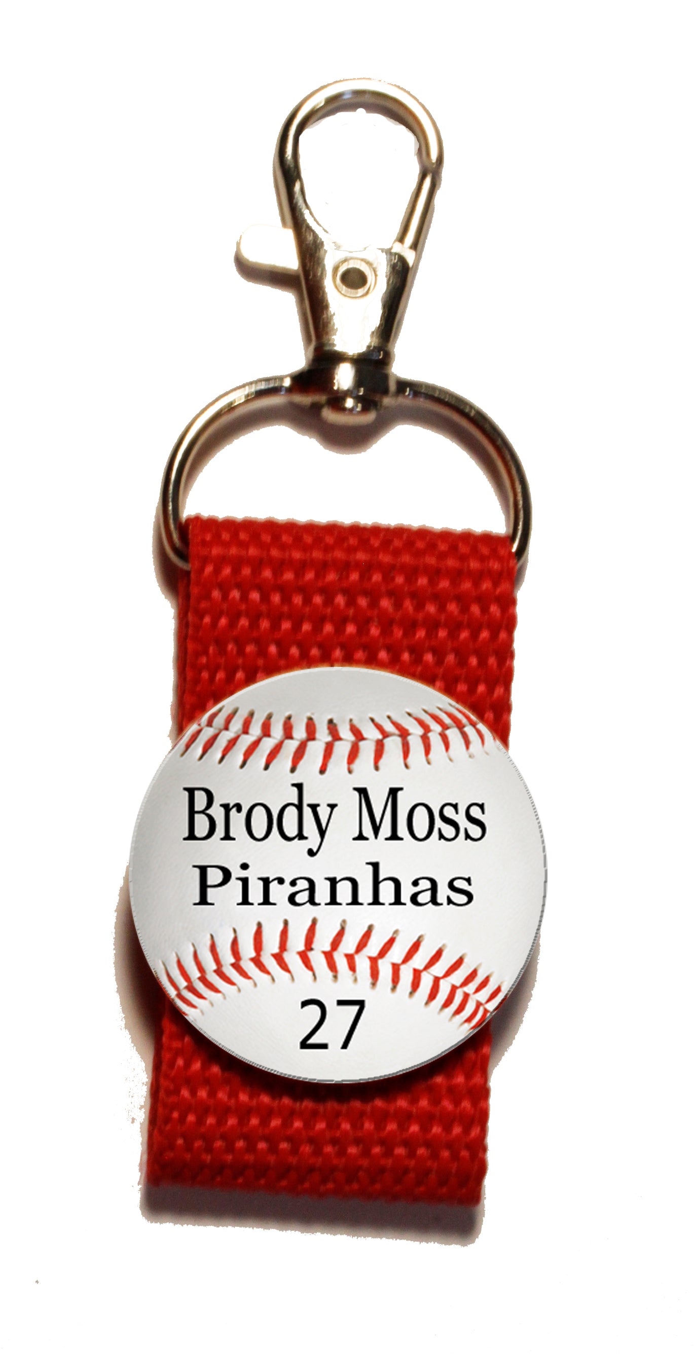 Baseball Strap Zipper Pull Personalized with name, team name, and number