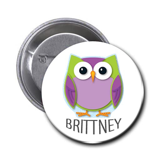 Personalized Owl Zipper Pull, Pin, or Magnet 1.5 inches in Diameter