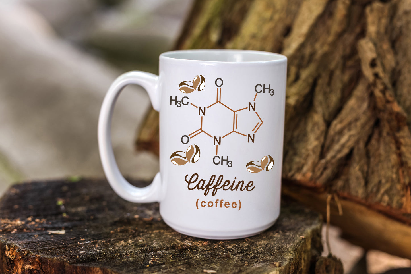 Coffee Mug Featuring the Chemical Representation of Caffeine