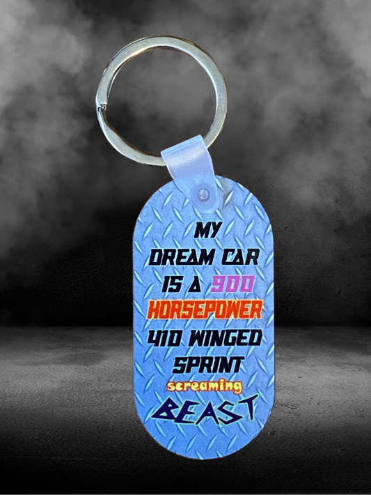Dirt Track Dye Sublimated Key Ring with quote