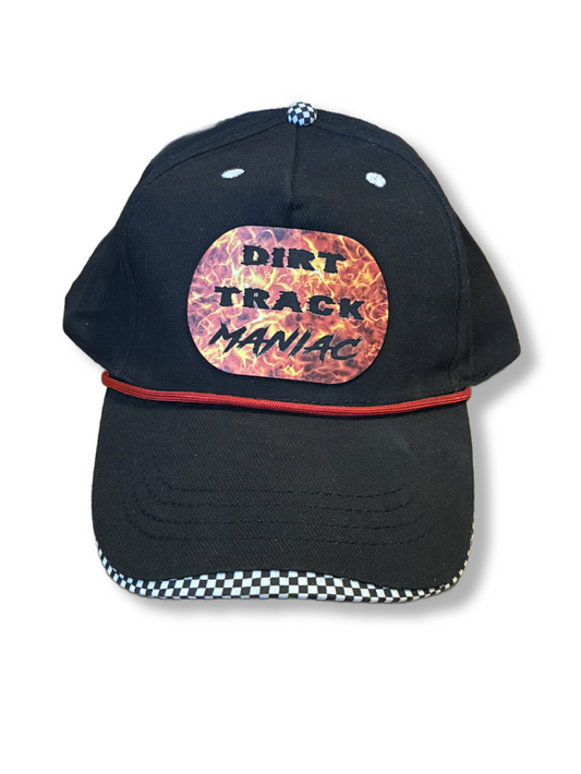 Dirt Track Maniacs Cap with Laser Engraved Flames Leatherette Patch