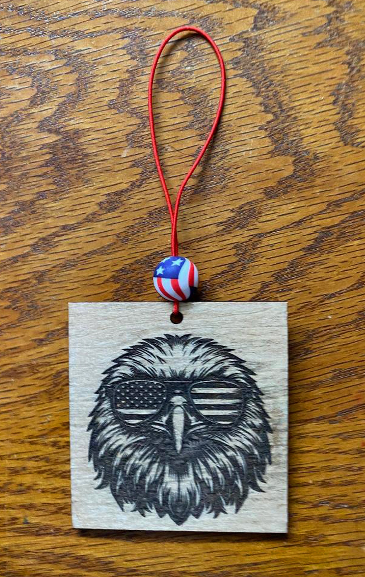 Car Air Freshener With Laser Cut and Engraved Patriotic Eagle Design