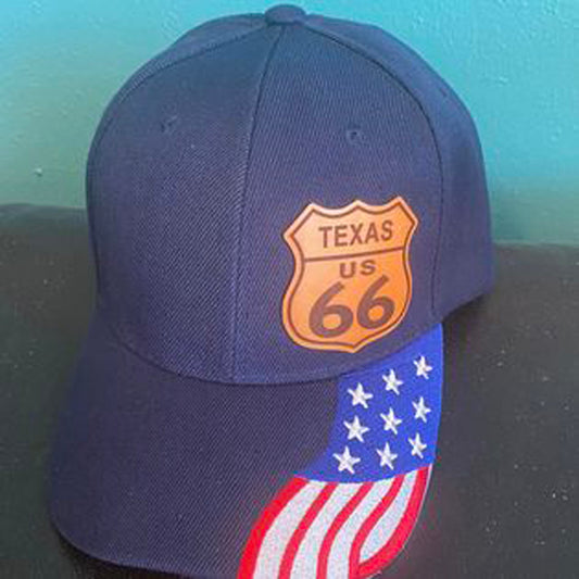 Route 66 Shield Laser Engraved and Cut on Your Choice of Cap