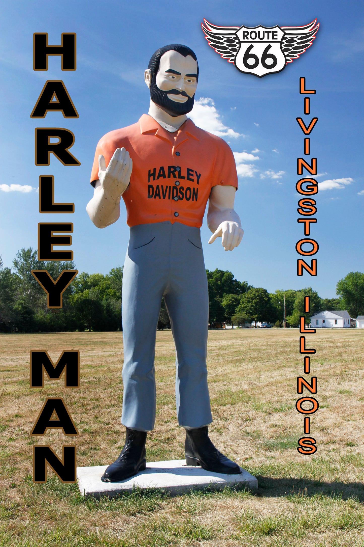 Muffler Man, Harley Muffler Man, Livingston IL, Route 66 Collectible, Route 66 Magnet