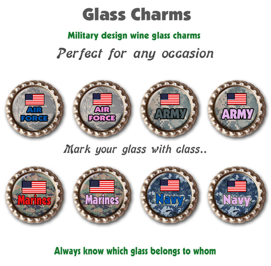Military Themed Wine Glass Charms