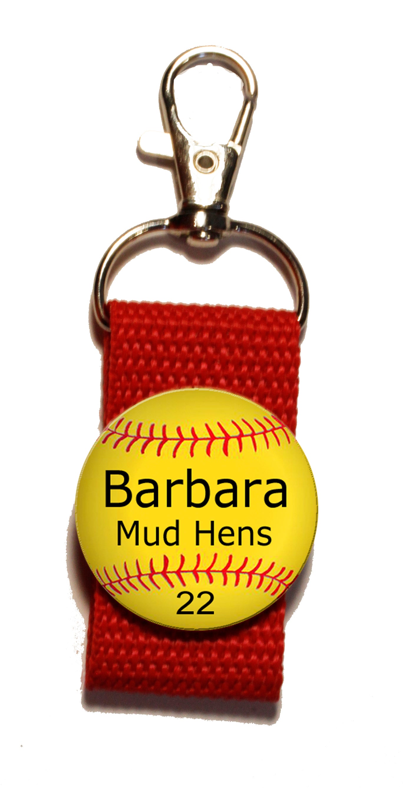 Softball Strap Zipper Pull Personalized with Name, Team Name, and Number