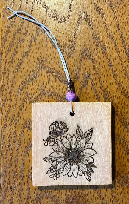 Car Air Freshener With Laser Cut and Engraved Flower Design