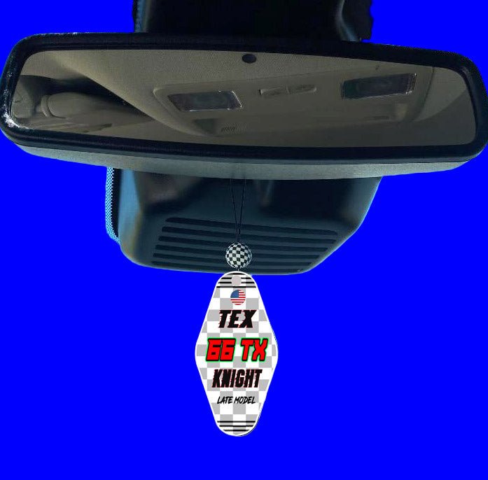 Rear View Mirror Dangler Featuring a Dirt Track Maniac Design