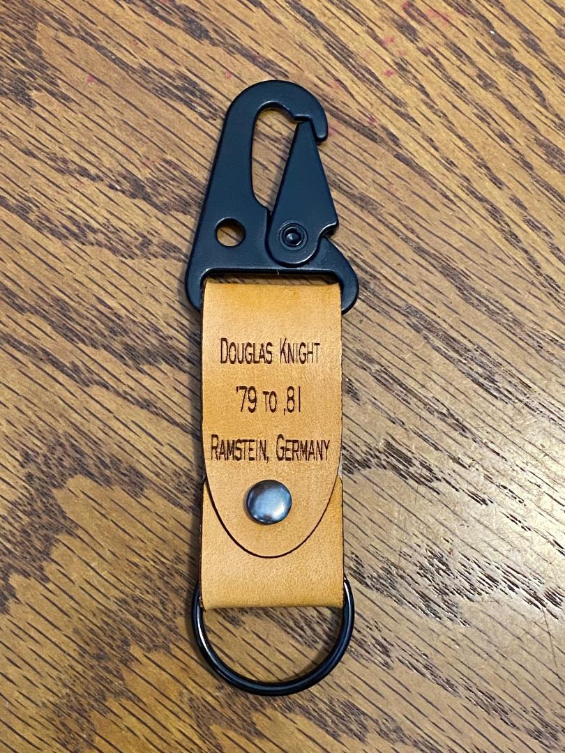 Veteran Themed Leather Key Ring with Laser Engraved Graphics