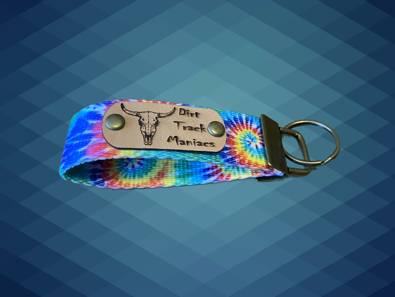 Belt Loop Key Ring with Laser Engraved Dirt Track Maniacs Graphics