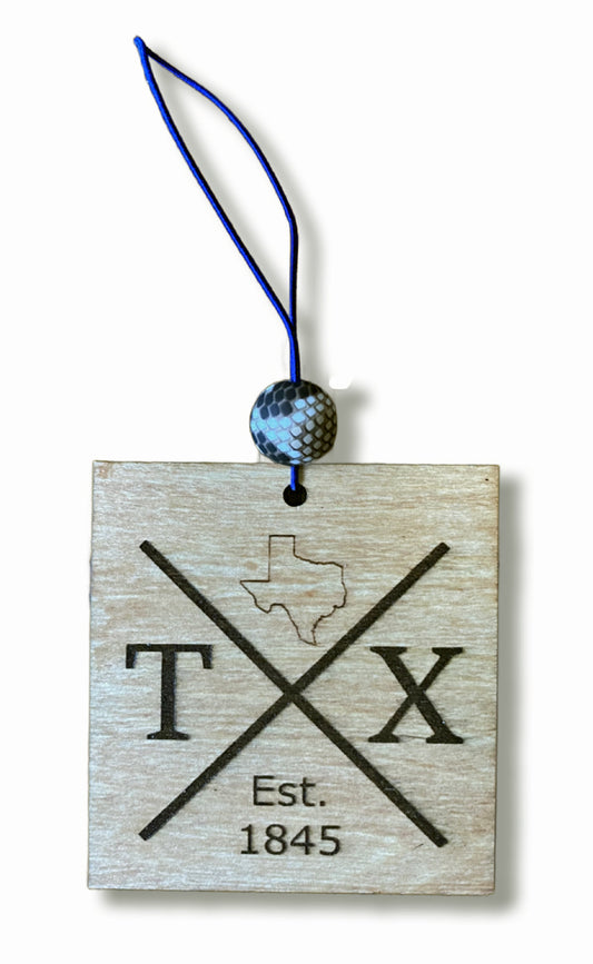 Car Air Freshener With Laser Cut and Engraved Texas Design