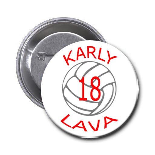 Personalized Volleyball Graphics Zipper Pull, Pin, or Magnet 1.5 inches in Diameter