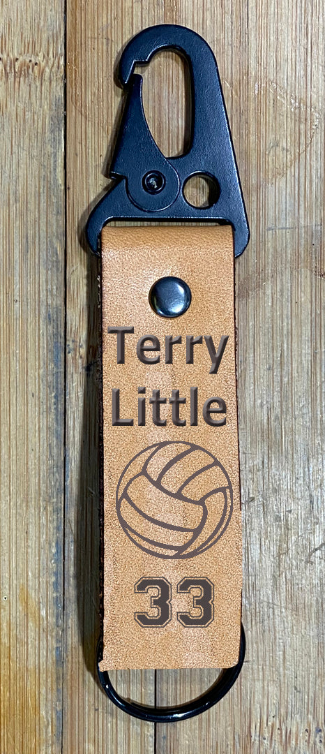 Personalized Volleyball Leather Key Chain-Volleyball Collectible-Leather Key Chain