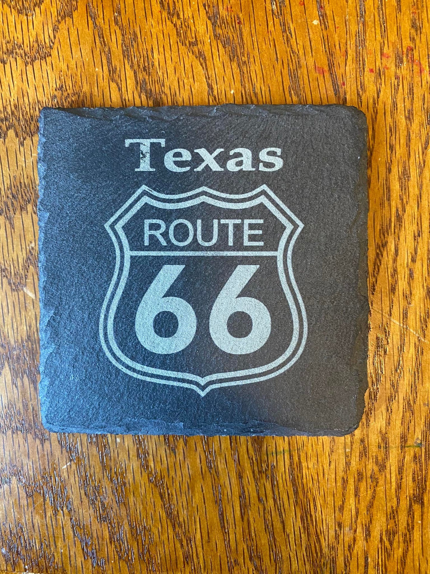 Route 66 Coaster, Slate Coaster, Route 66 Logo, Laser Engraved