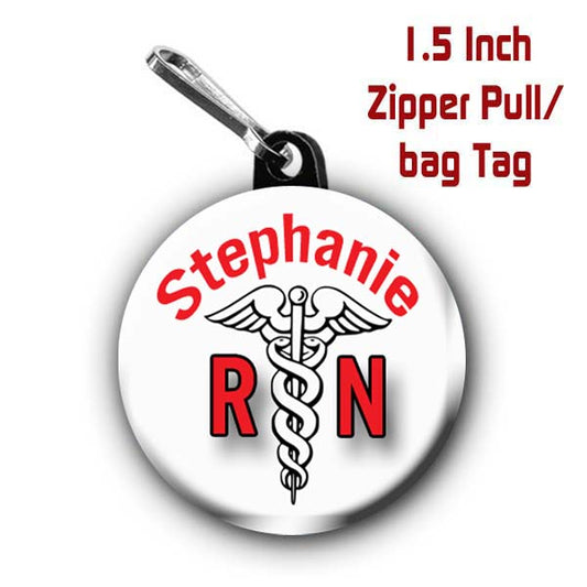 Registerd Nurse Zipper Pull, RN, Nurse, Personalized Zipper Pull