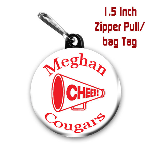 Cheer Zipper Pull, Sports collectible, Sports, Personalized Zipper Pull, Cheerleader
