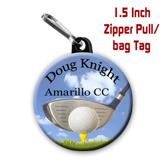Golf Zipper Pull, Golf, Personalized Golf, Zipper Pull, Personalized Sports Zipper Pull