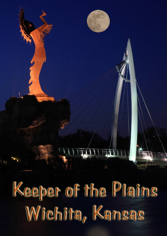 Travel Magnet, Wichita KS, Keeper of the Plains, Statue, Travel Collectible