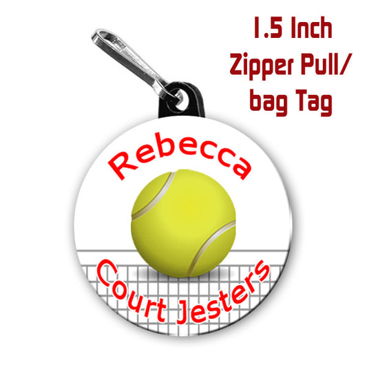 Tennis Zipper Pull, Personalized Zipper Pull, Tennis, Zipper Pull, Sports