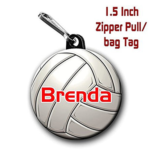 Volleyball Zipper Pull, Volleyball, Personalized Zipper Pull, Sports Collectible