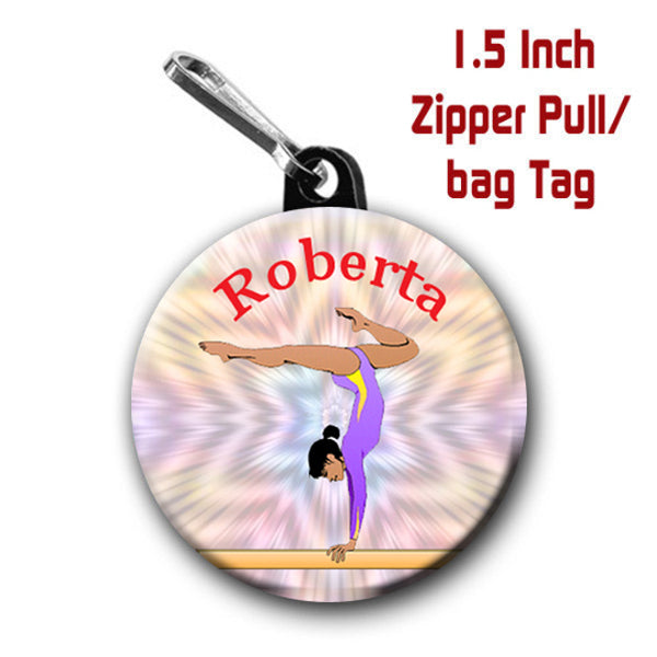 Gymnastics Zipper Pull, Personalized Zipper Pull, Sports, Gymnastics,